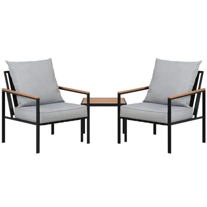 Gardeon 3PC Outdoor Furniture Bistro Set Lounge Setting Chairs Table Patio Black - Mekamart Australia