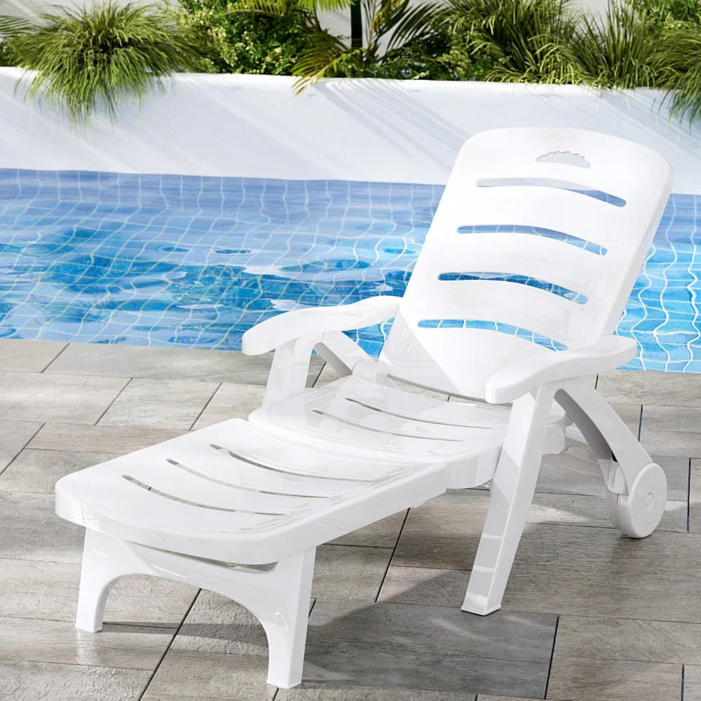 Gardeon Sun Lounger Folding Chaise Lounge Chair Wheels Patio Outdoor Furniture - Mekamart Australia