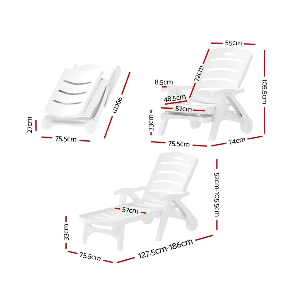 Gardeon Sun Lounger Folding Chaise Lounge Chair Wheels Patio Outdoor Furniture - Mekamart Australia