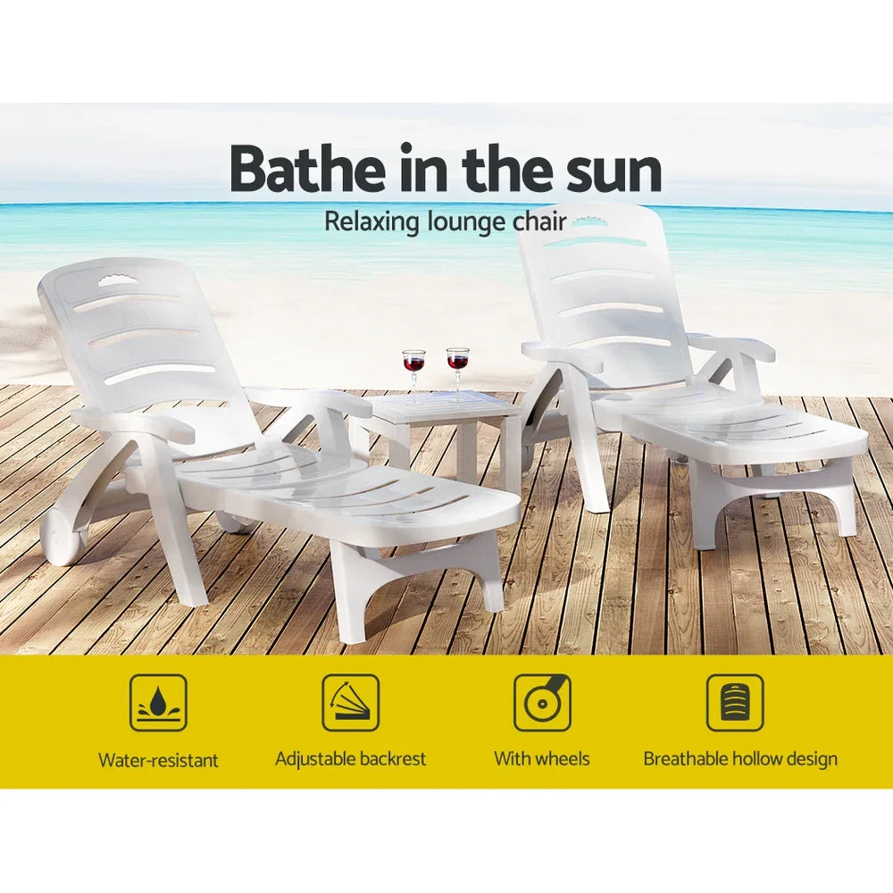 Gardeon Sun Lounger Folding Chaise Lounge Chair Wheels Patio Outdoor Furniture - Mekamart Australia