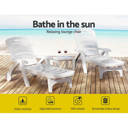 Gardeon Sun Lounger Folding Chaise Lounge Chair Wheels Patio Outdoor Furniture - Mekamart Australia