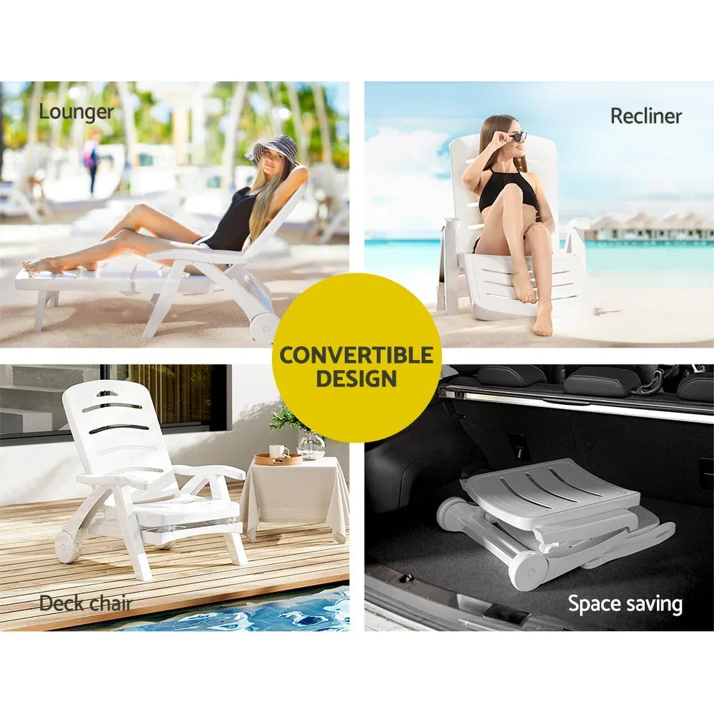 Gardeon Sun Lounger Folding Chaise Lounge Chair Wheels Patio Outdoor Furniture - Mekamart Australia