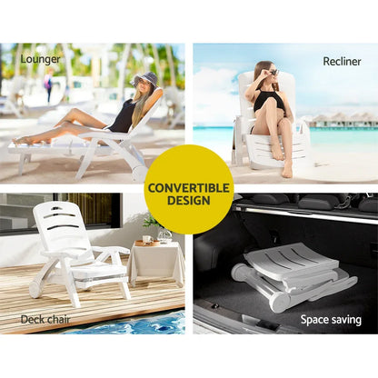 Gardeon Sun Lounger Folding Chaise Lounge Chair Wheels Patio Outdoor Furniture - Mekamart Australia