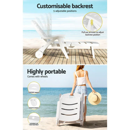 Gardeon Sun Lounger Folding Chaise Lounge Chair Wheels Patio Outdoor Furniture - Mekamart Australia