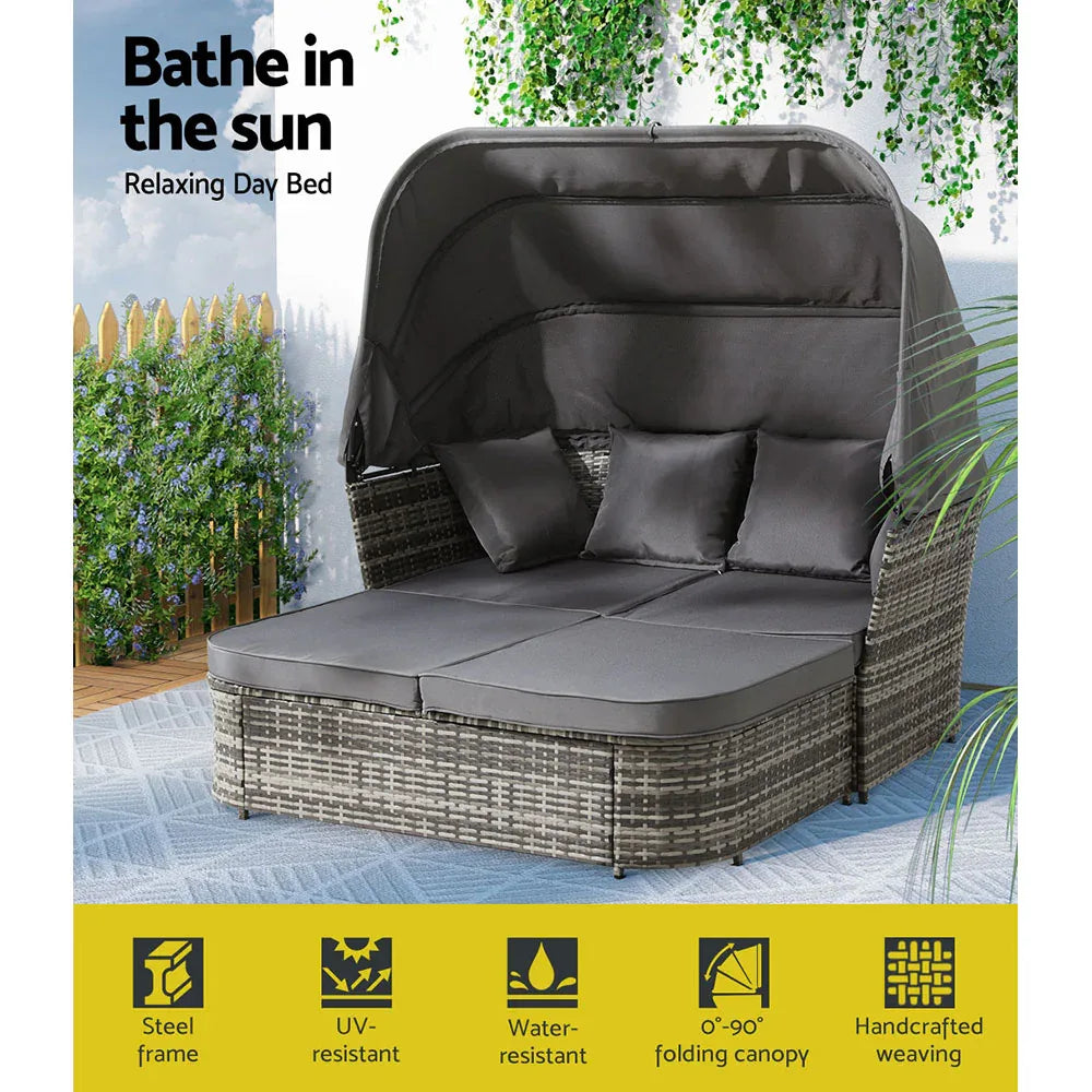 Gardeon Outdoor Sun Lounge Setting Patio Furniture Wicker Sofa Garden Day Bed - Mekamart Australia