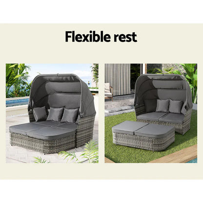 Gardeon Outdoor Sun Lounge Setting Patio Furniture Wicker Sofa Garden Day Bed - Mekamart Australia