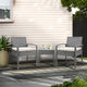 Gardeon 3PC Patio Furniture Bistro Set Wicker Outdoor Lounge Setting Grey - Mekamart Australia