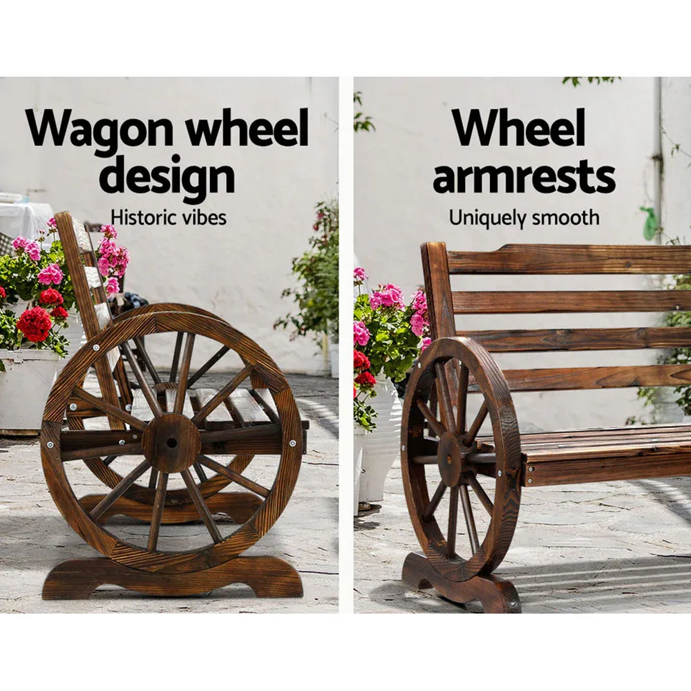 Gardeon Outdoor Garden Bench Wooden 2 Seat Wagon Chair Patio Furniture Brown - Mekamart Australia