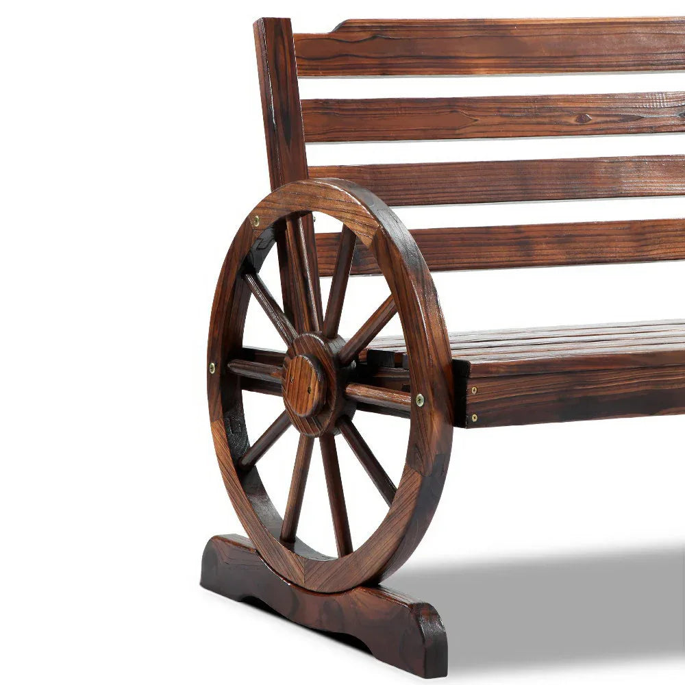 Gardeon Outdoor Garden Bench Wooden 2 Seat Wagon Chair Patio Furniture Brown - Mekamart Australia