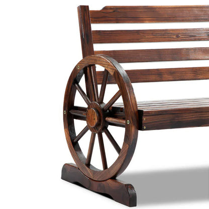 Gardeon Outdoor Garden Bench Wooden 2 Seat Wagon Chair Patio Furniture Brown - Mekamart Australia