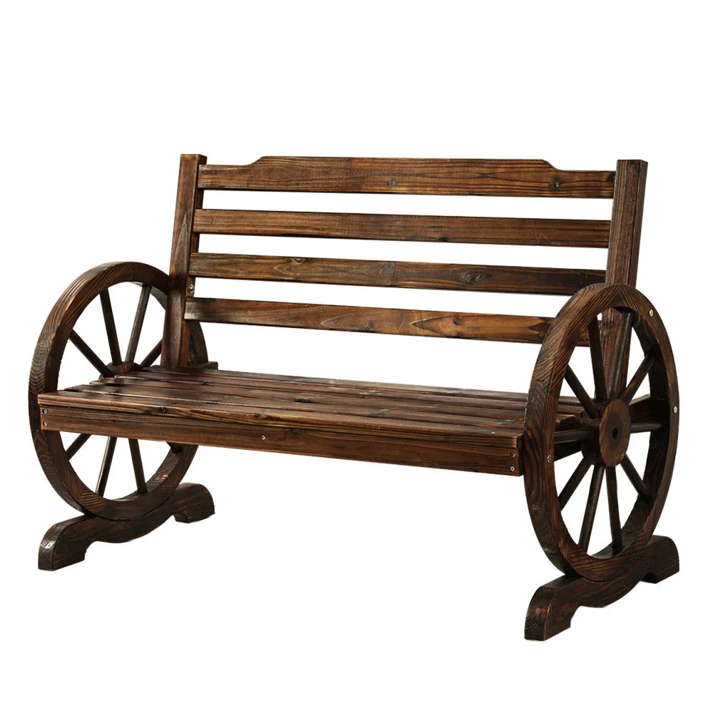 Gardeon Outdoor Garden Bench Wooden 2 Seat Wagon Chair Patio Furniture Brown - Mekamart Australia