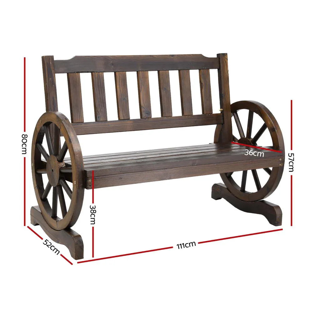 Gardeon Outdoor Garden Bench Wooden 2 Seater Wagon Chair Patio Furniture Brown - Mekamart Australia