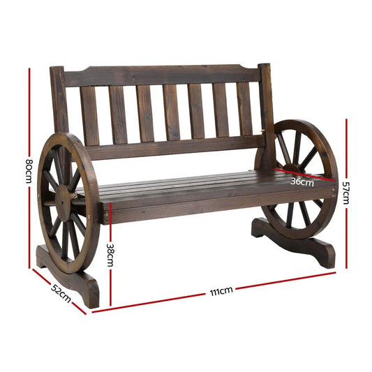 Gardeon Outdoor Garden Bench Wooden 2 Seater Wagon Chair Patio Furniture Brown - Mekamart Australia