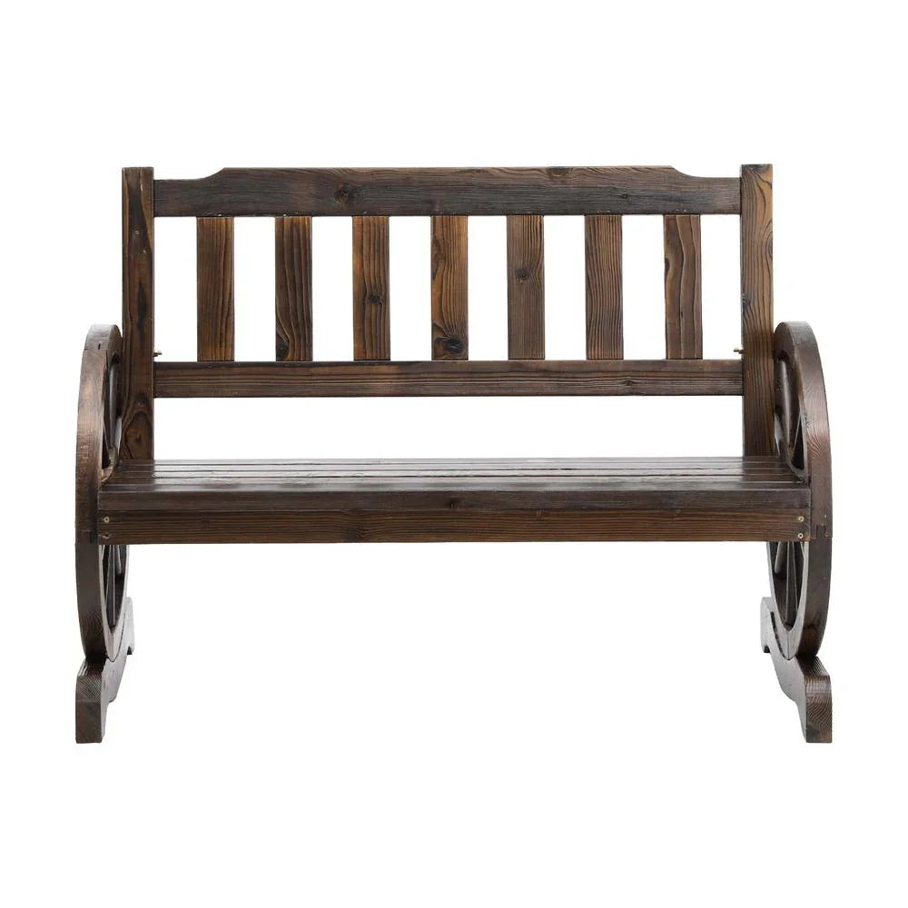 Gardeon Outdoor Garden Bench Wooden 2 Seater Wagon Chair Patio Furniture Brown - Mekamart Australia