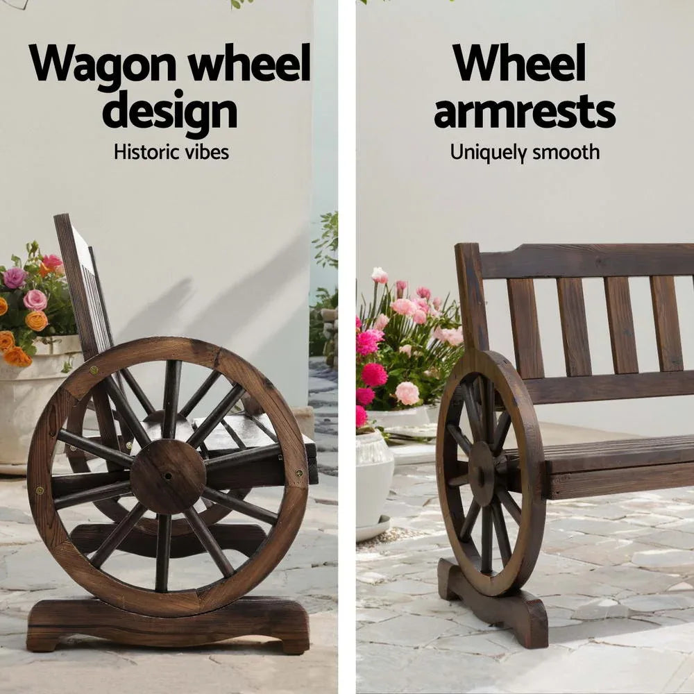 Gardeon Outdoor Garden Bench Wooden 2 Seater Wagon Chair Patio Furniture Brown - Mekamart Australia