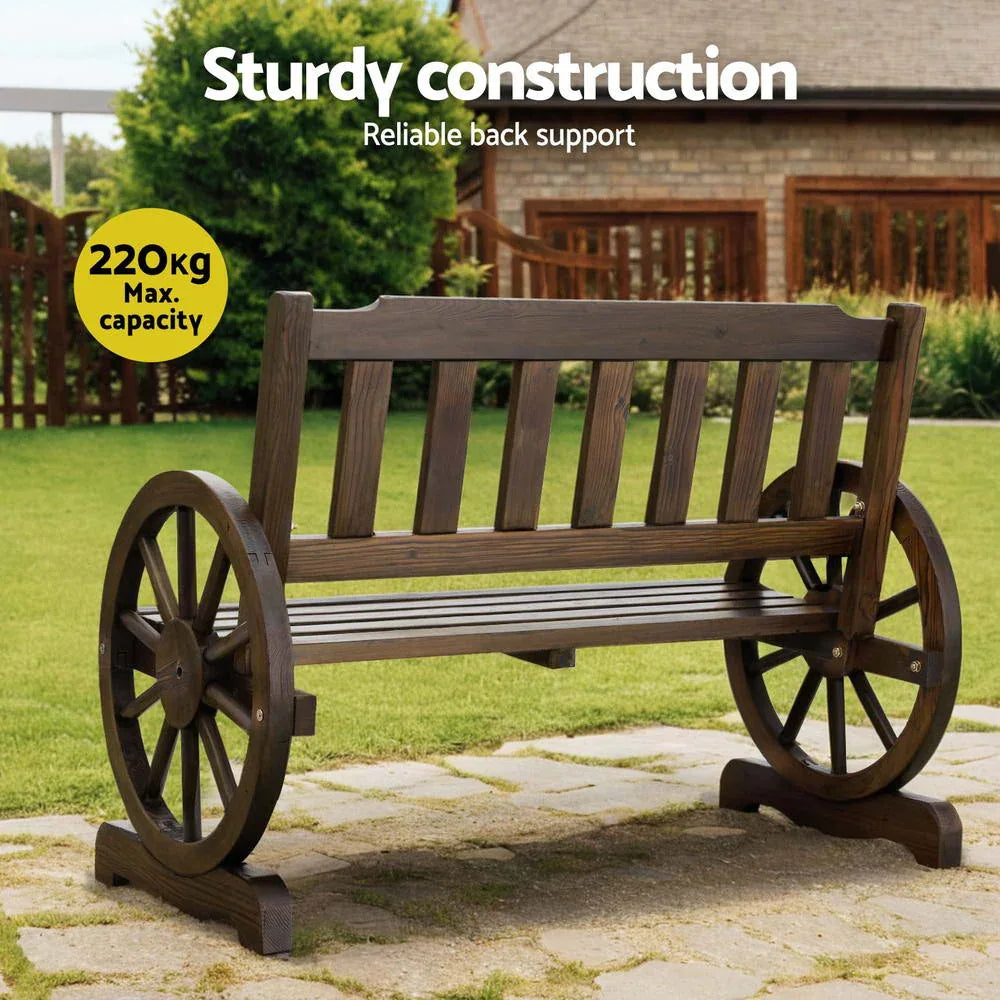 Gardeon Outdoor Garden Bench Wooden 2 Seater Wagon Chair Patio Furniture Brown - Mekamart Australia