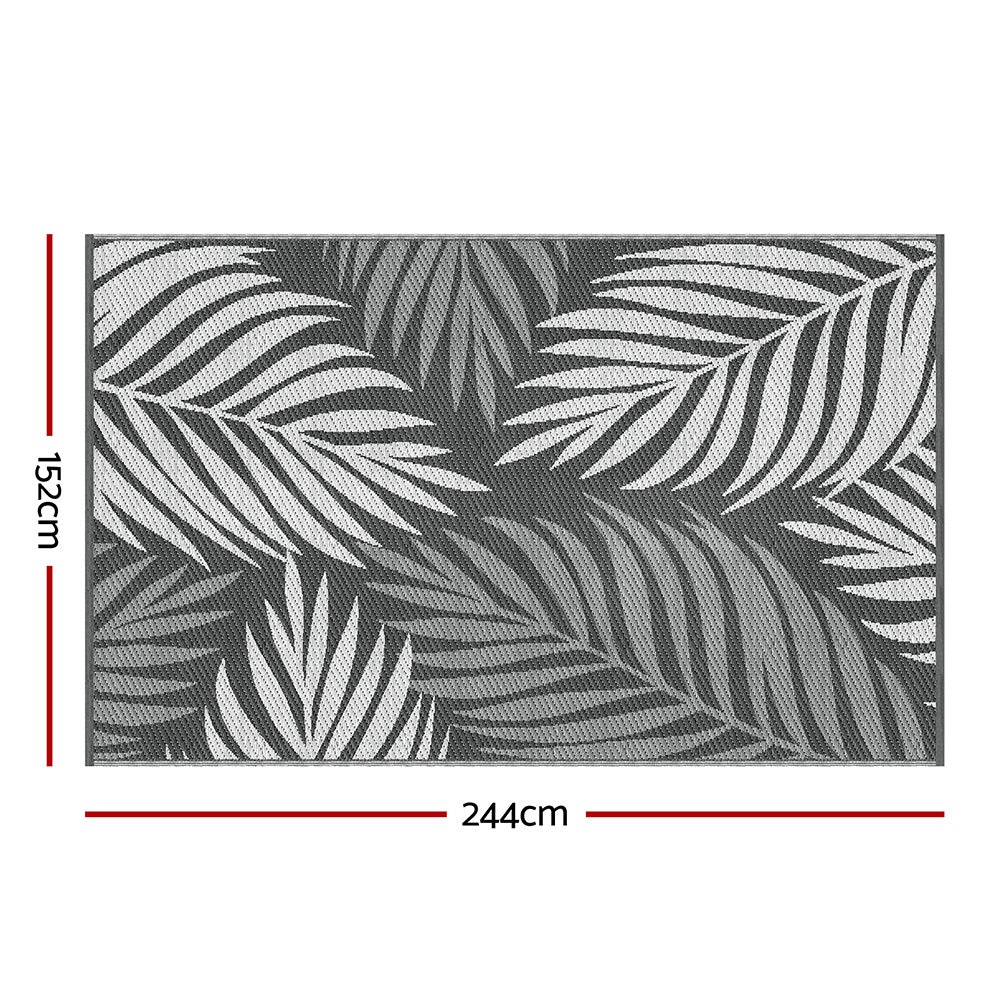 Gardeon Outdoor Rugs 152x244cm Large Carpet Reversible Area Mat PP Dual-Sided Patio Rug Leaf
