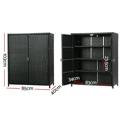 Gardeon Outdoor Storage Cabinet Box Garage Wicker Shelf Chest Garden Shed Tools - Mekamart Australia