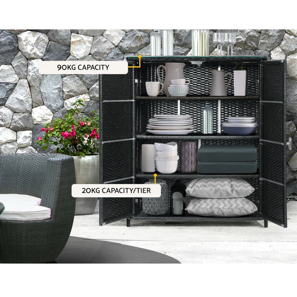 Gardeon Outdoor Storage Cabinet Box Garage Wicker Shelf Chest Garden Shed Tools - Mekamart Australia
