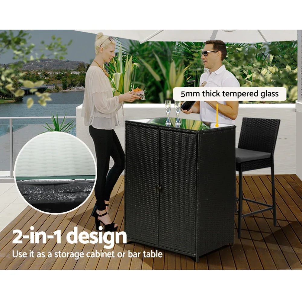 Gardeon Outdoor Storage Cabinet Box Garage Wicker Shelf Chest Garden Shed Tools - Mekamart Australia