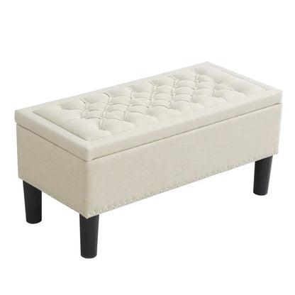 Artiss Storage Ottoman Blanket Box 96cm Linen Taupe - Mekamart Australia