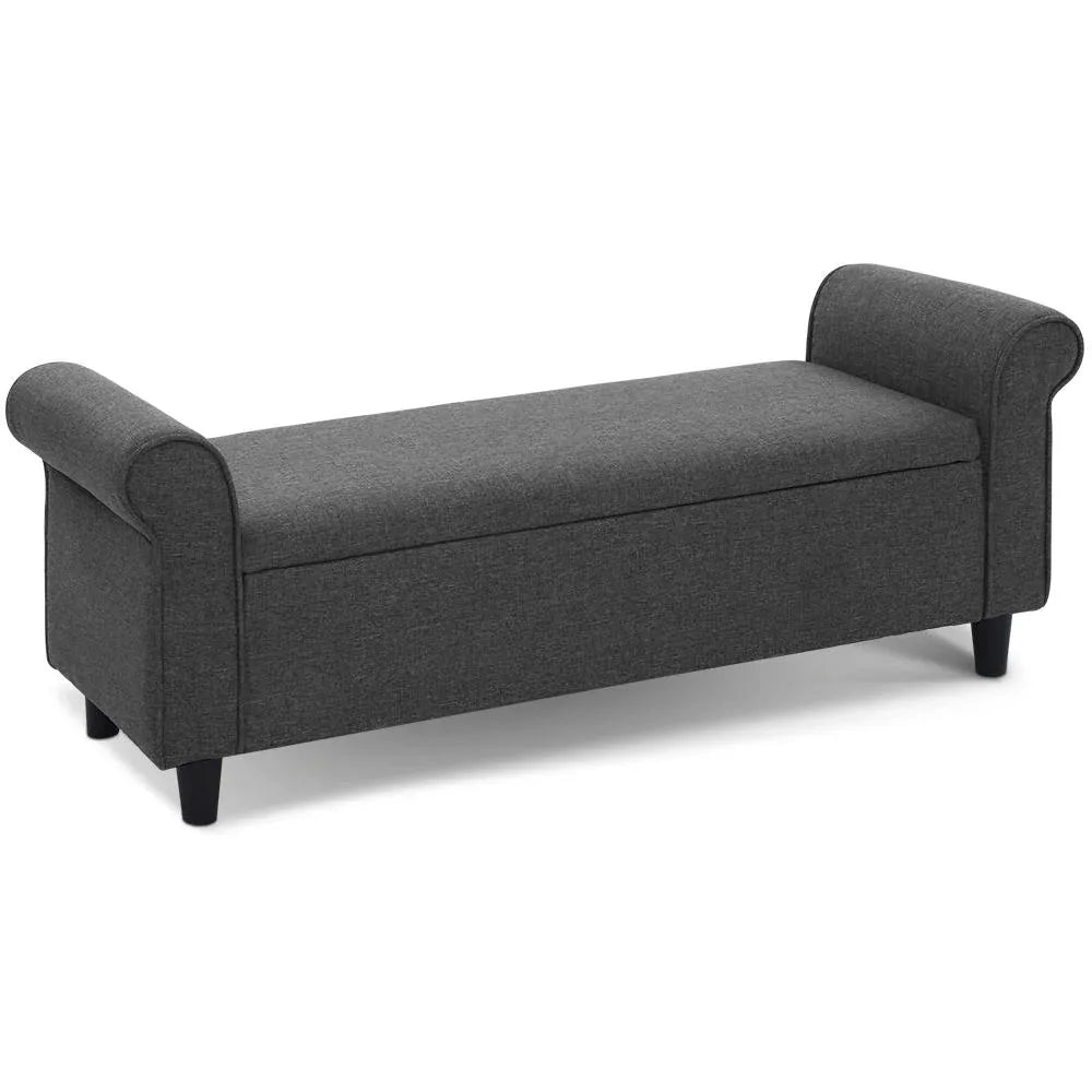 Artiss Storage Ottoman Blanket Box 125cm Arm Linen Grey - Mekamart Australia
