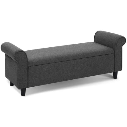 Artiss Storage Ottoman Blanket Box 125cm Arm Linen Grey - Mekamart Australia