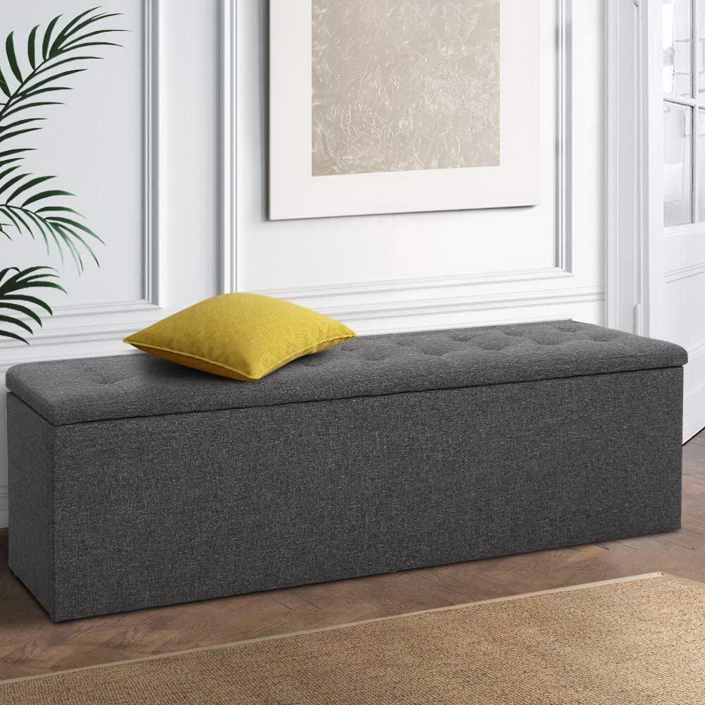 Artiss Storage Ottoman Blanket Box 140cm Linen Dark Grey - Mekamart Australia