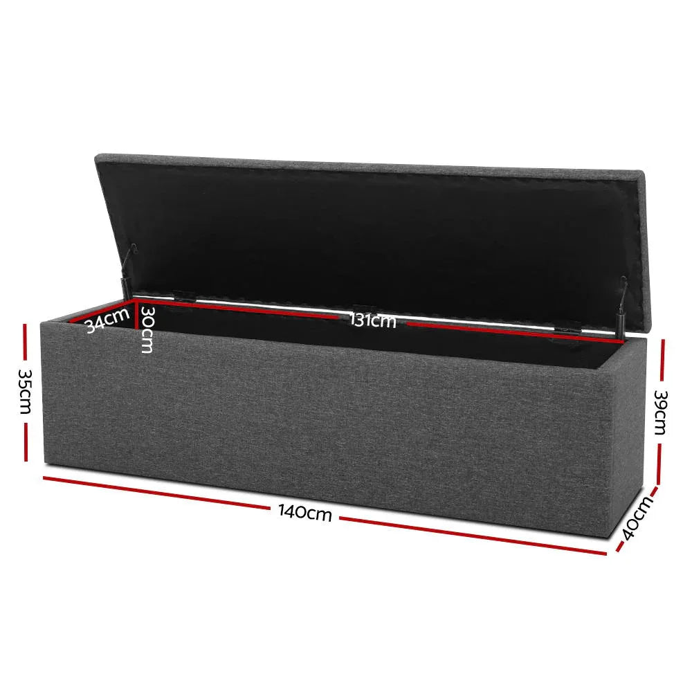 Artiss Storage Ottoman Blanket Box 140cm Linen Dark Grey - Mekamart Australia
