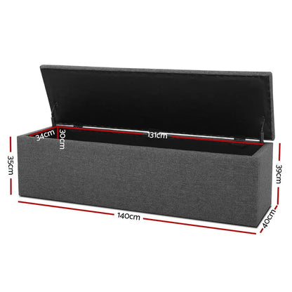 Artiss Storage Ottoman Blanket Box 140cm Linen Dark Grey - Mekamart Australia