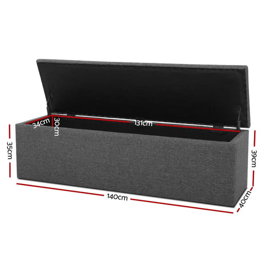 Artiss Storage Ottoman Blanket Box 140cm Linen Dark Grey - Mekamart Australia