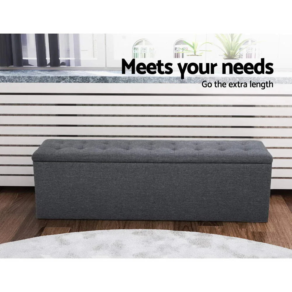 Artiss Storage Ottoman Blanket Box 140cm Linen Dark Grey - Mekamart Australia