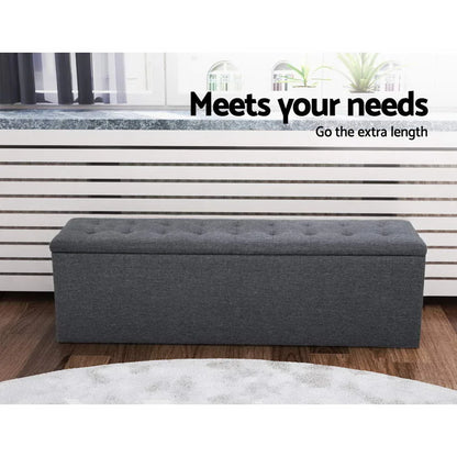Artiss Storage Ottoman Blanket Box 140cm Linen Dark Grey - Mekamart Australia