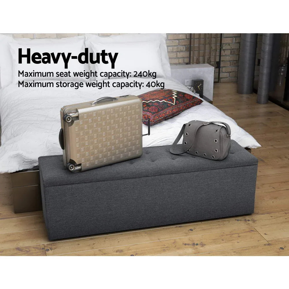 Artiss Storage Ottoman Blanket Box 140cm Linen Dark Grey - Mekamart Australia