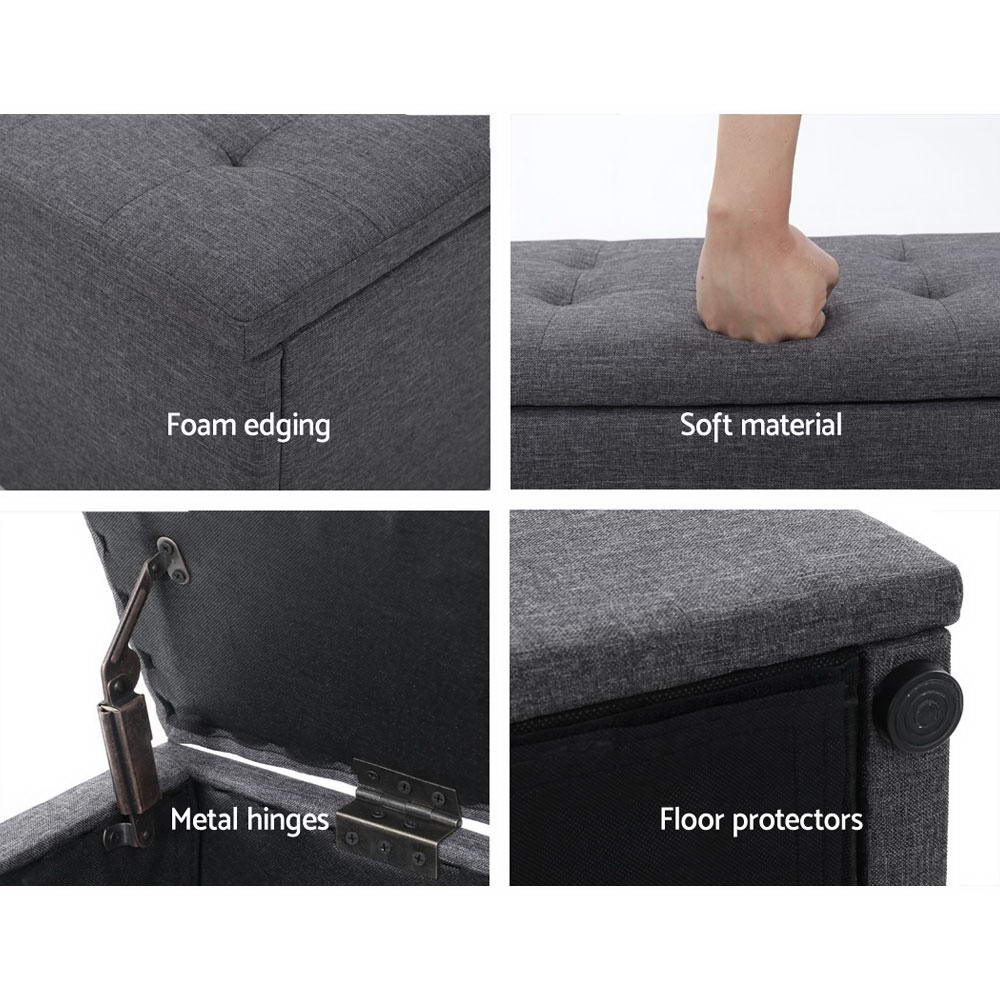 Artiss Storage Ottoman Blanket Box 140cm Linen Dark Grey - Mekamart Australia