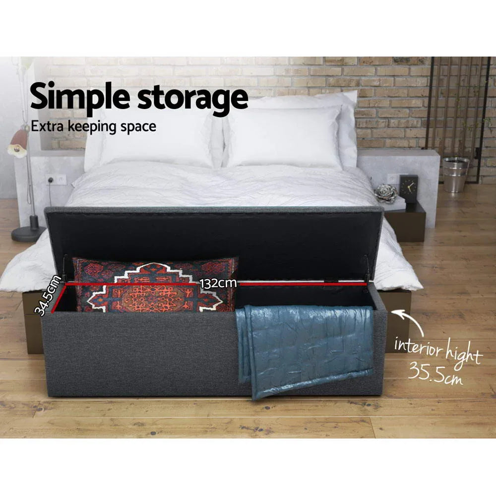 Artiss Storage Ottoman Blanket Box 140cm Linen Dark Grey - Mekamart Australia