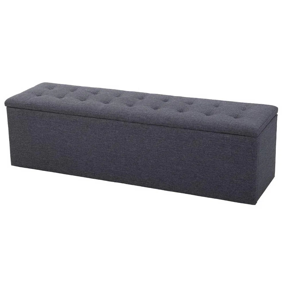 Artiss Storage Ottoman Blanket Box 140cm Linen Dark Grey - Mekamart Australia