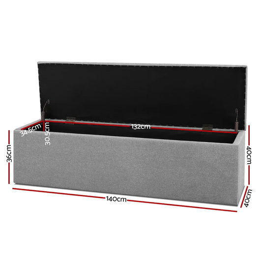 Artiss Storage Ottoman Blanket Box 140cm Linen Grey - Mekamart Australia