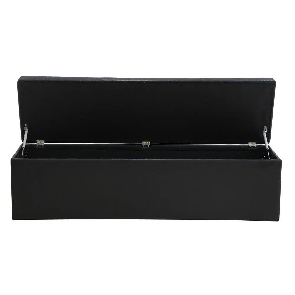 Artiss Storage Ottoman Blanket Box 140cm Leather Black - Mekamart Australia