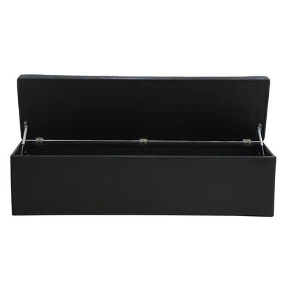 Artiss Storage Ottoman Blanket Box 140cm Leather Black - Mekamart Australia