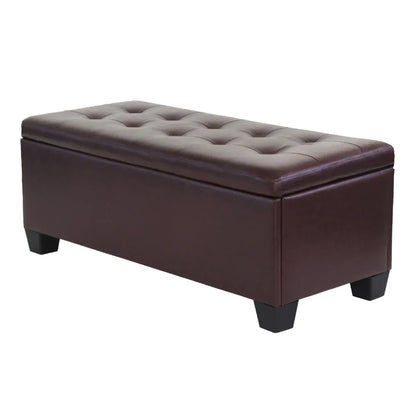 Artiss Storage Ottoman Blanket Box 97cm Leather Brown - Mekamart Australia