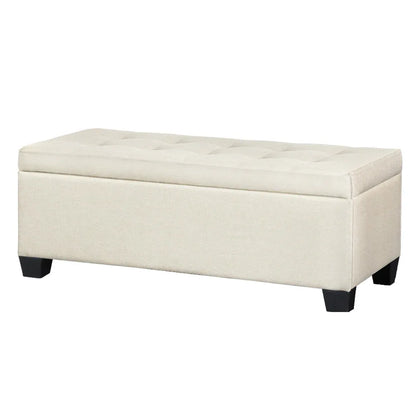 Artiss Storage Ottoman Blanket Box 97cm Linen Beige - Mekamart Australia
