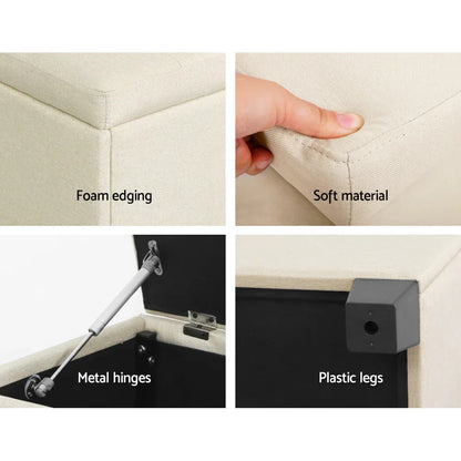 Artiss Storage Ottoman Blanket Box 97cm Linen Beige - Mekamart Australia
