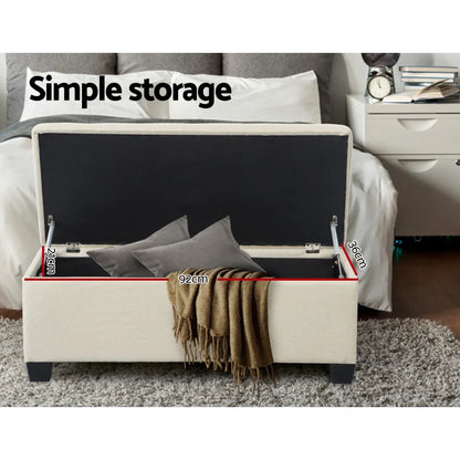 Artiss Storage Ottoman Blanket Box 97cm Linen Beige - Mekamart Australia
