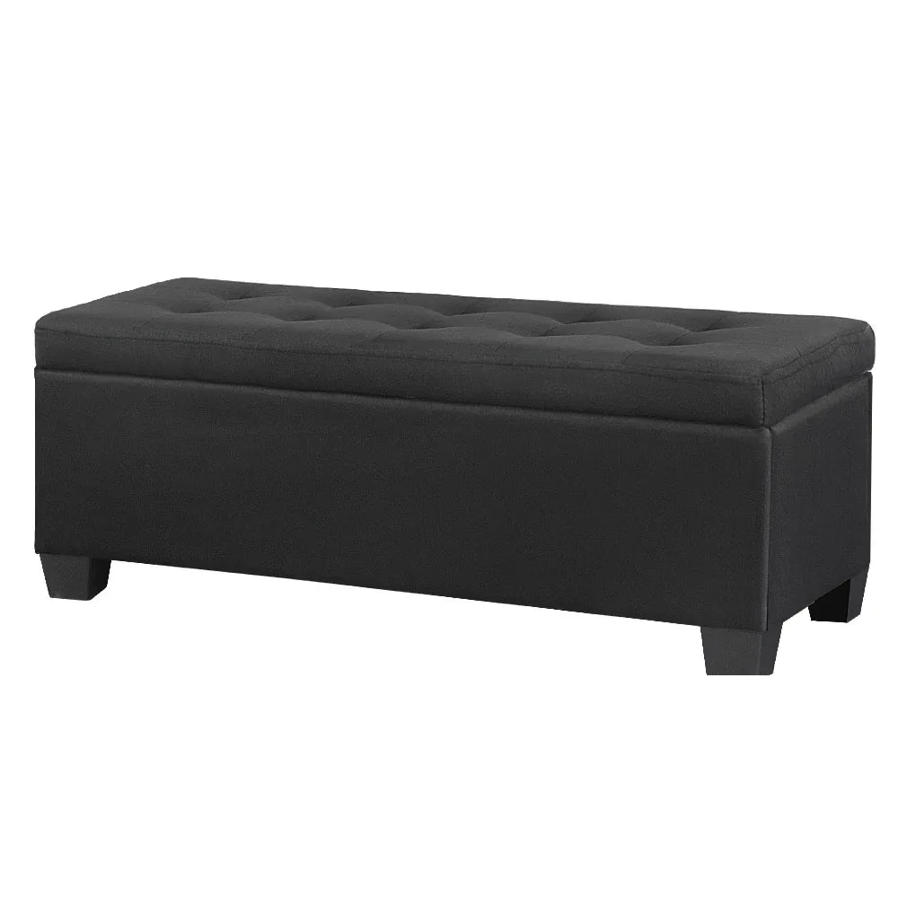 Artiss Storage Ottoman Blanket Box 97cm Linen Black - Mekamart Australia