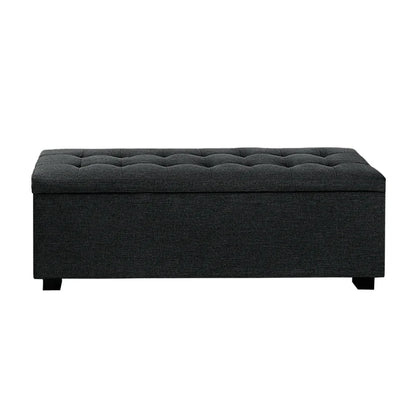 Artiss Storage Ottoman Blanket Box 97cm Linen Charcoal - Mekamart Australia
