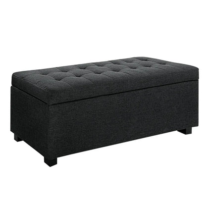 Artiss Storage Ottoman Blanket Box 97cm Linen Charcoal - Mekamart Australia