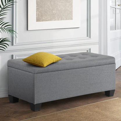 Artiss Storage Ottoman Blanket Box 97cm Linen Grey - Mekamart Australia