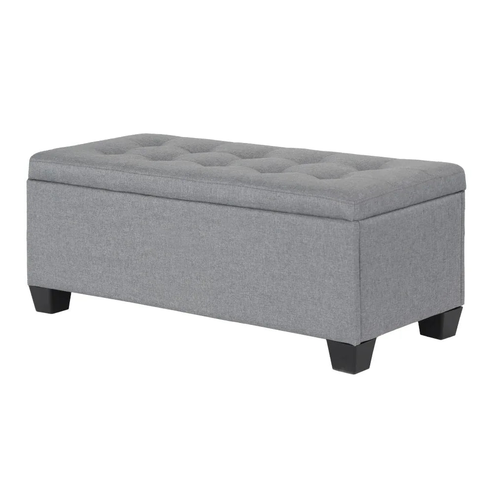 Artiss Storage Ottoman Blanket Box 97cm Linen Grey - Mekamart Australia