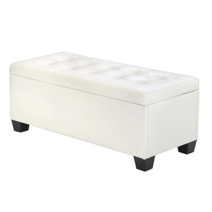 Artiss Storage Ottoman Blanket Box 97cm Leather White - Mekamart Australia